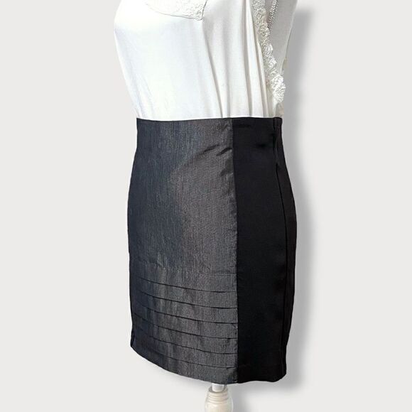 Bebe Black & Silver Stretchy Mini Skirt With Removable Elastic Belt Sz 8 - Picture 3 of 12
